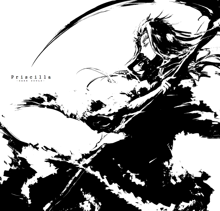 donmai 1261165 1girl dark_souls monochrome priscilla_the_crossbreed scythe solo .png