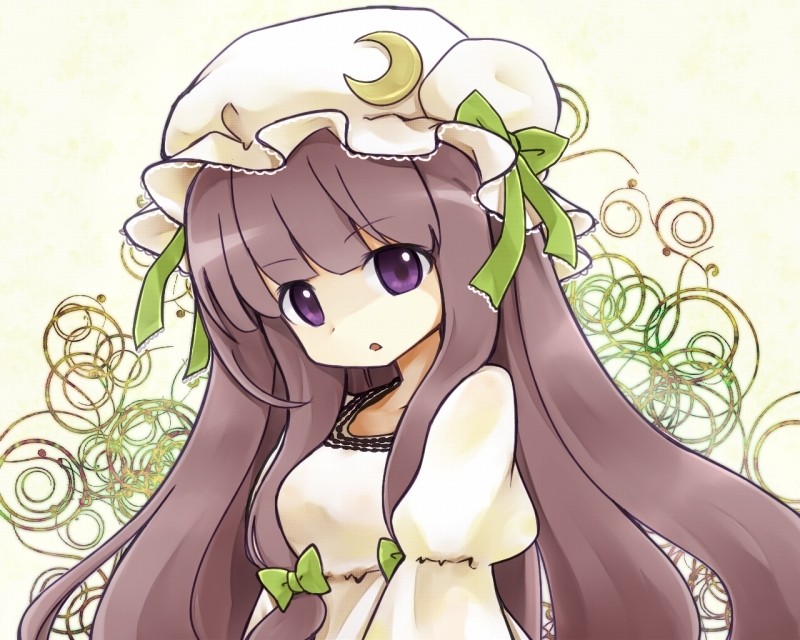 p845776_bow crescent_moon hat open_mouth patchouli_knowledge purple_eyes purple_.jpg